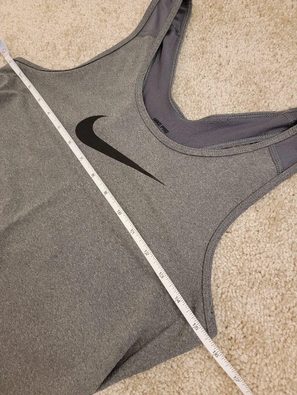 Nike Pro Dri-FIT Racerback Workout Tank Top Gray Swoosh Medium M